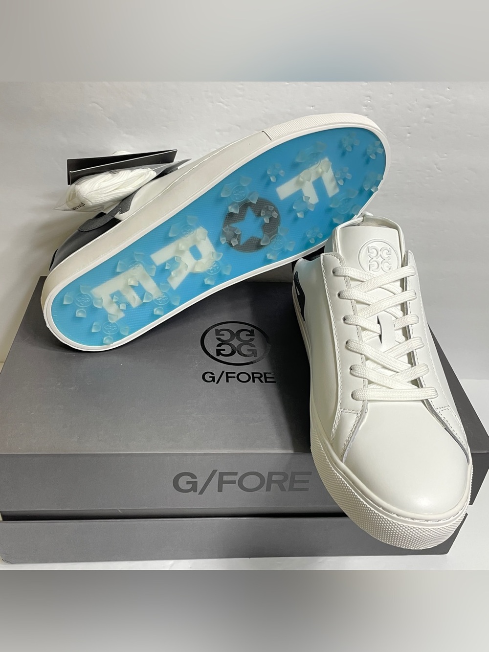 G/Fore Men's Two-Tone Disruptor Golf Shoes Size 11.5 Snow Onyx G4MF21EF21